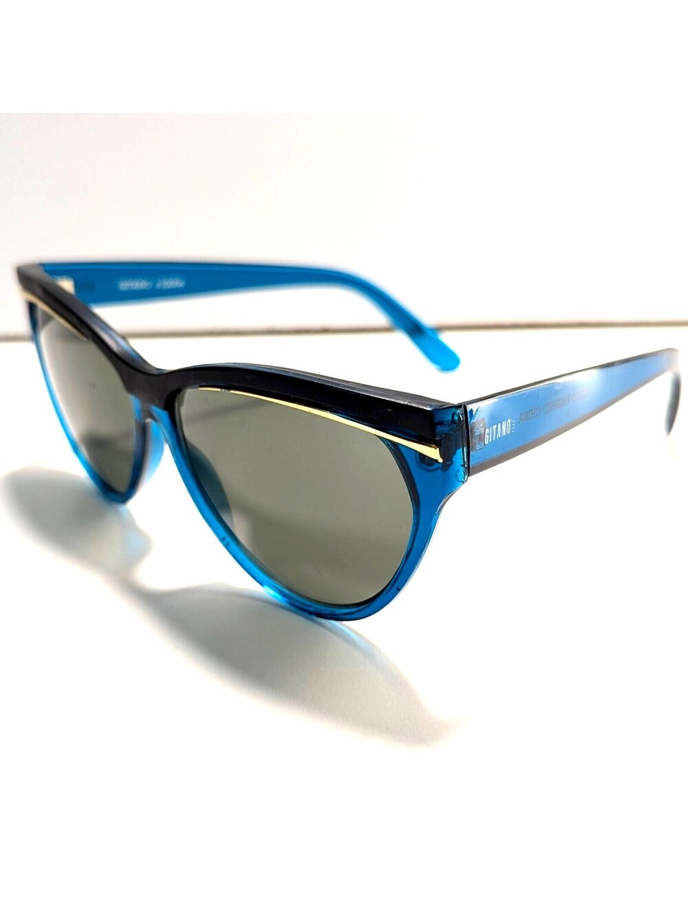 GITANO #22004 Sunglasses Hand Finished China Blue Frames Black & Golden Accents